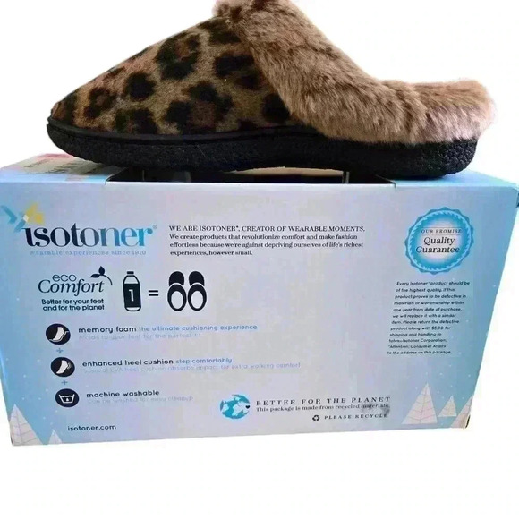 isotoner Shoes - Isotoner Memory foam Fuzzy Slippers for Women Animal Print size 6.5-7